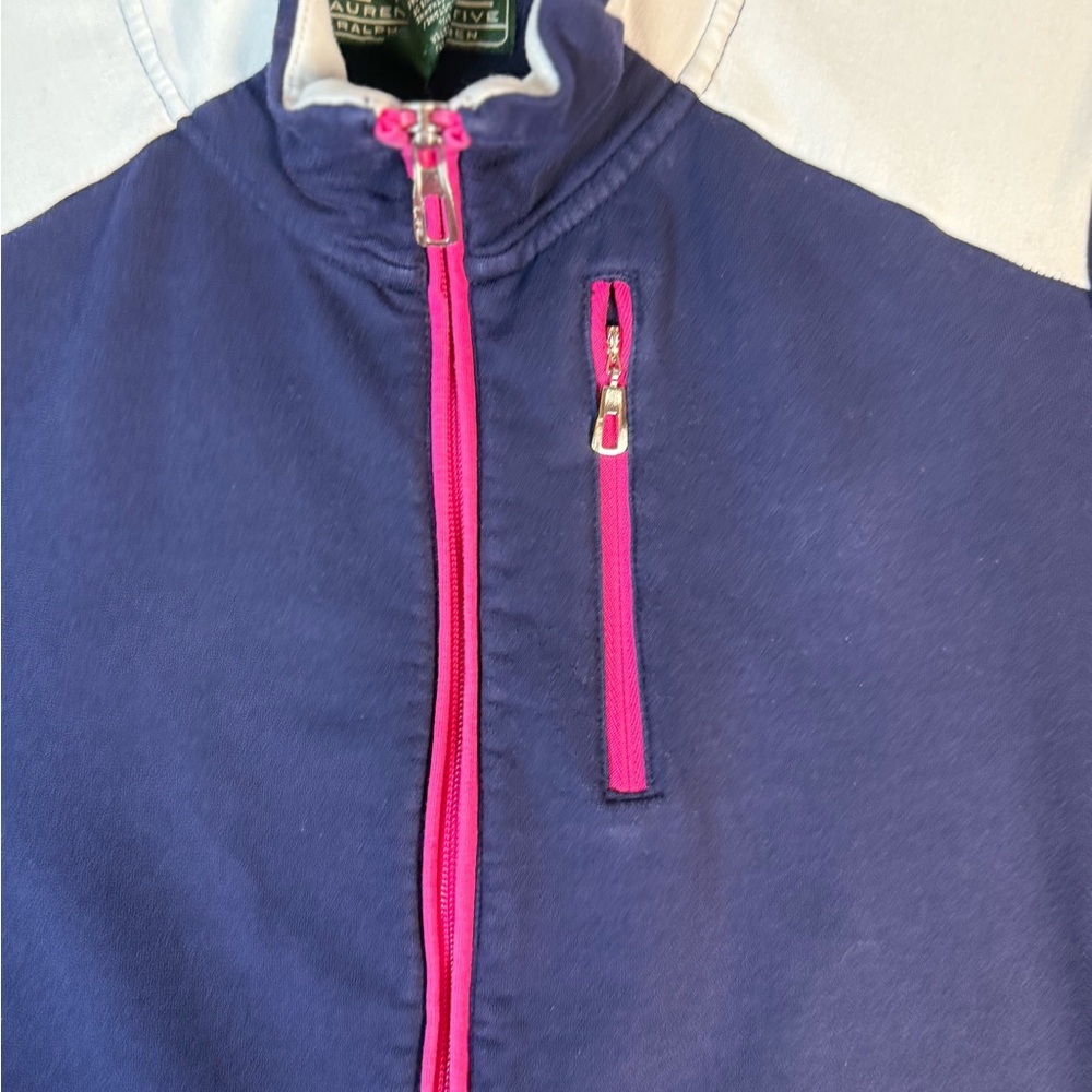 Lauren Ralph Lauren Activewear Blue, White and Pink Zip-up Jacket Size 1X - Picture 4 of 11